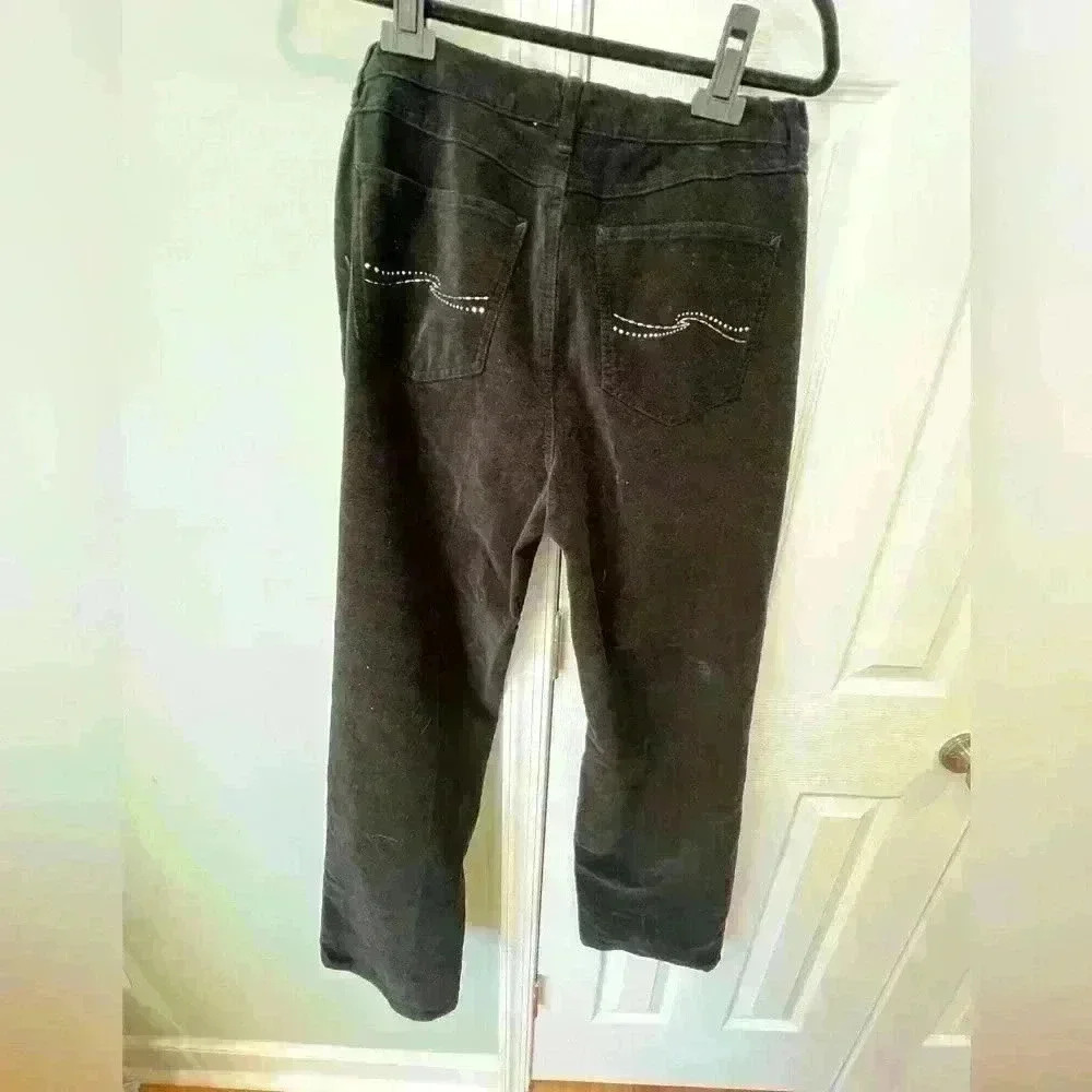 Talbots Women’s Regular 8 Black Crushed Velvet Pants with back pocket detail - Picture 4 of 4